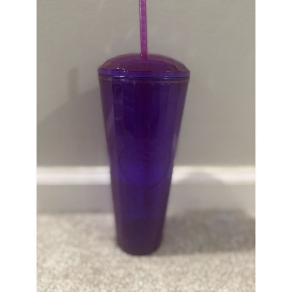 Starbucks 24oz Venti Tumbler Purple Kaleidoscope Dome Cold Cup With Straw LIKE N